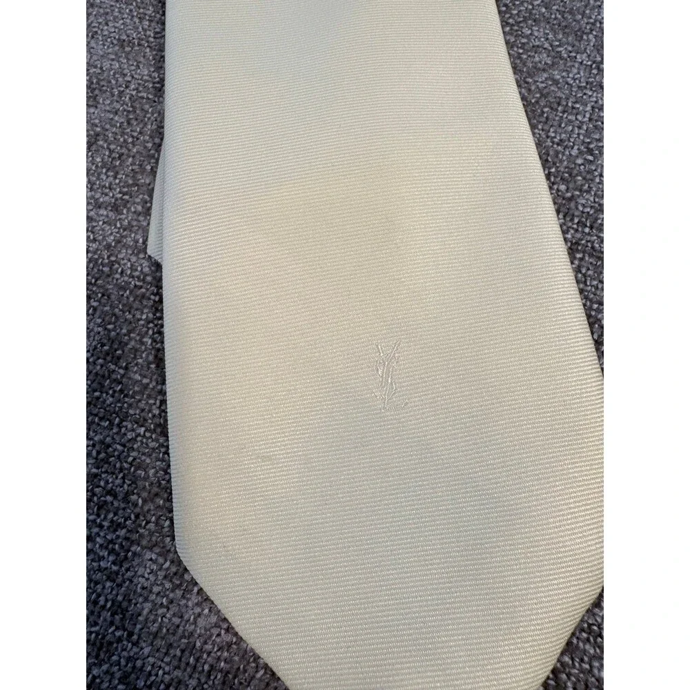 Yves Saint Laurent Neckwear Vintage Solid Butter Yellow color Satin